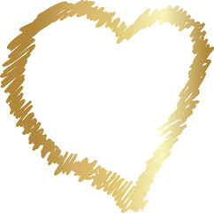 Heart gold hand drawn icon, love, valentine, wedding