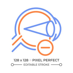 Myopia icon. Eye disease. Nearsightedness medical condition. Far objects are blurry. Vision problems bicolor outline symbol. Duotone linear pictogram. Isolated illustration. Editable stroke