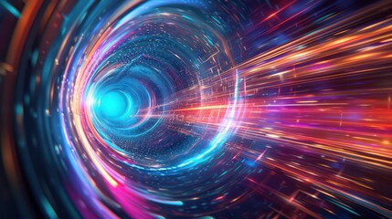 Obraz premium colorful swirling spinning speed of light trails abstract for background, future of colors moving extreme visual effect colorful vibrant.