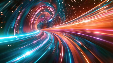 colorful swirling spinning speed of light trails abstract for background, future of colors moving extreme visual effect colorful vibrant.