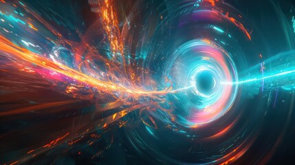 Obraz premium colorful swirling spinning speed of light trails abstract for background, future of colors moving extreme visual effect colorful vibrant.