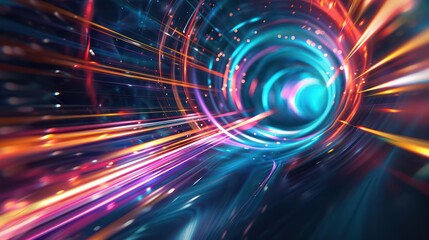 Obraz premium colorful swirling spinning speed of light trails abstract for background, future of colors moving extreme visual effect colorful vibrant.