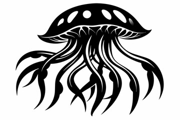 Fish vector illustration, jellyfish isolated on white, jellyfish silhouette, jellyfish vector art