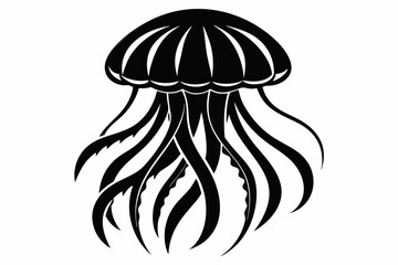 Fish vector illustration, jellyfish isolated on white, jellyfish silhouette, jellyfish vector art