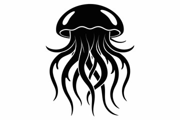 Fish vector illustration, jellyfish isolated on white, jellyfish silhouette, jellyfish vector art