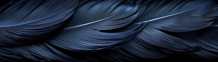 Abstract dark blue feathers texture background.
