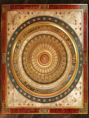Obraz premium Baroque Classical Abstract Marble Framed Ceiling Art with Ornate Border. Luxury Lavish Decor Victorian Elements with Seamless Pattern Background Texture