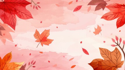 Vibrant watercolor art capturing the essence of autumn with warm colors and falling leaves. Ideal for framing or as a background.