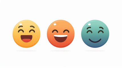 Colorful flatstyle emoji emoticon reactions icon set for a whimsical and humorous touch to creative projects.