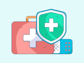 Fototapeta premium Medical characters fighting the epidemic flat vector concept operation hand drawn illustration 