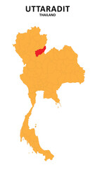 Uttaradit Map is highlighted on the Thailand map with detailed State and region outlines.