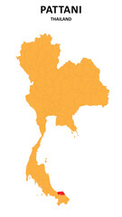 Pattani Map is highlighted on the Thailand map with detailed State and region outlines.