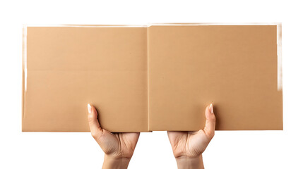 Posters of cardboard in his hands. Isolated on white. Set. Copy space.