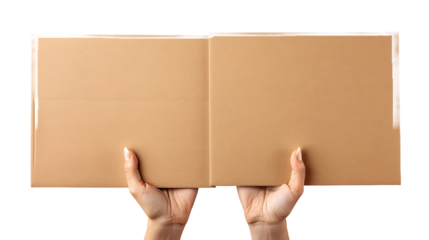 Posters of cardboard in his hands. Isolated on white. Set. Copy space.