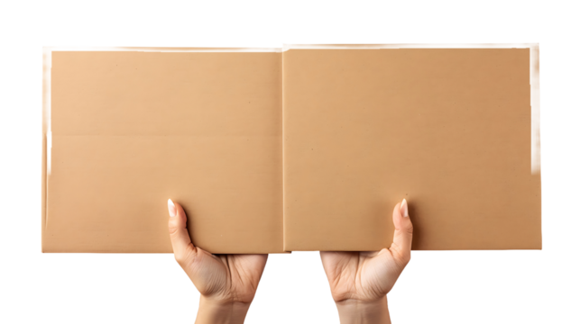 Posters of cardboard in his hands. Isolated on white. Set. Copy space.