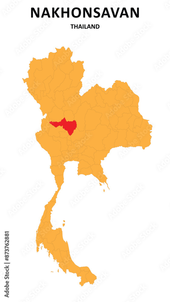 Sticker nakhonsavan map is highlighted on the thailand map with detailed state and region outlines.