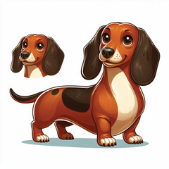 Cute Dachshund Vector Cartoon illustration