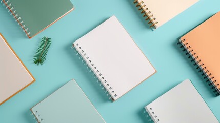 Artistic arrangement of notebooks with different covers, open pages showing detailed notes, emphasizing the beauty of handwritten journaling