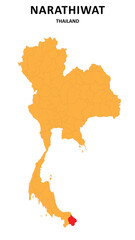 Narathiwat Map is highlighted on the Thailand map with detailed State and region outlines.