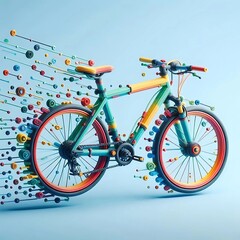 Fototapeta premium 3d render bicycles or bike, 3d vibe cycle or bike minimalistic illustration,cut out