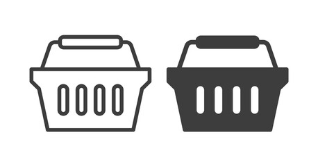 Icon of two shopping baskets, symbolizing consumer choice and retail options. Vector illustration.