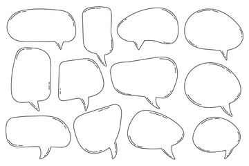 Obraz premium Hand drawn outline speech bubbles collection