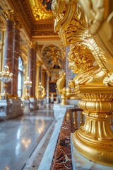 Obraz premium Baroque, Barocco Ornate Marble Ceiling Non-Linear Reformation Design with Intricate Accents Depicting Classic Elegance and Architectural Beauty