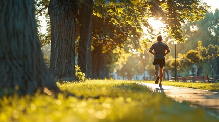 Obraz premium Full Body Photo of Man Jogging on Sidewalk