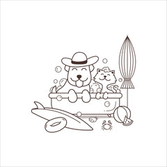 line art-dog cat1