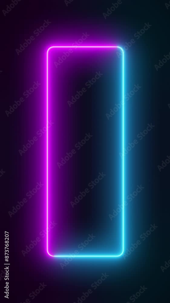Aufkleber video animation of glowing neon rectangles in blue and magenta - abstract background - seamless loop