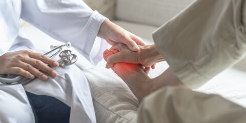 Peripheral Neuropathy pain in elderly patient on foot, hand, fingers, sensory nerves with numbness,...