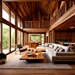 Fototapeta premium interior of a wooden house