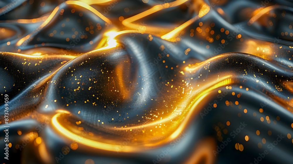 Poster captivating abstract composition featuring shimmering iridescent surfaces fluid gradients and a slee