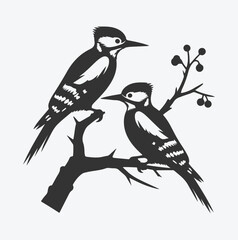 Majestic Woodpecker Silhouette, A Symbol of Nature's Resilience white background
