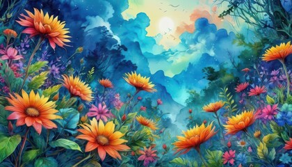 Sunlit Flower Garden.