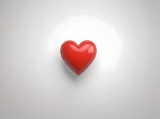 Simple and Glossy Red Balloon Heart Render Laying on White Floor Concept