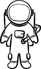 hand drawn doodle astronaut outline