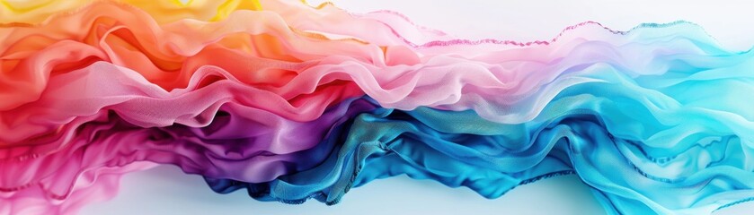 Obraz premium Vibrant and colorful flowing fabric in shades of red, pink, purple, blue, and teal, creating a visually stunning abstract artwork.