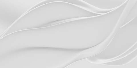 Flowing milk liquid. White smooth waves. Cream background