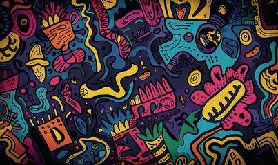 Abstract Doodle Art in Vibrant Colors