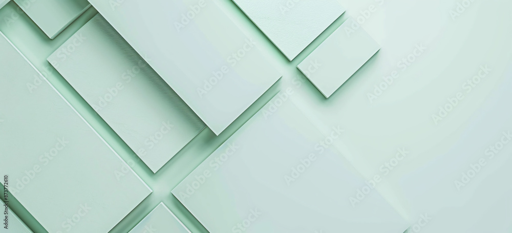 Poster photo of a minimalist mint green background with geometric shapes for design or text space. web bann