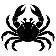 Black Crab Silhouette Vector Illustration on White Background