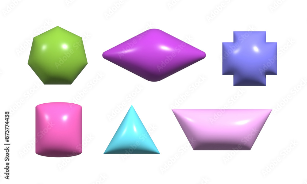 Poster 3d abstract shapes collection. brutalist retro forms for your design. empty realistic design badges 