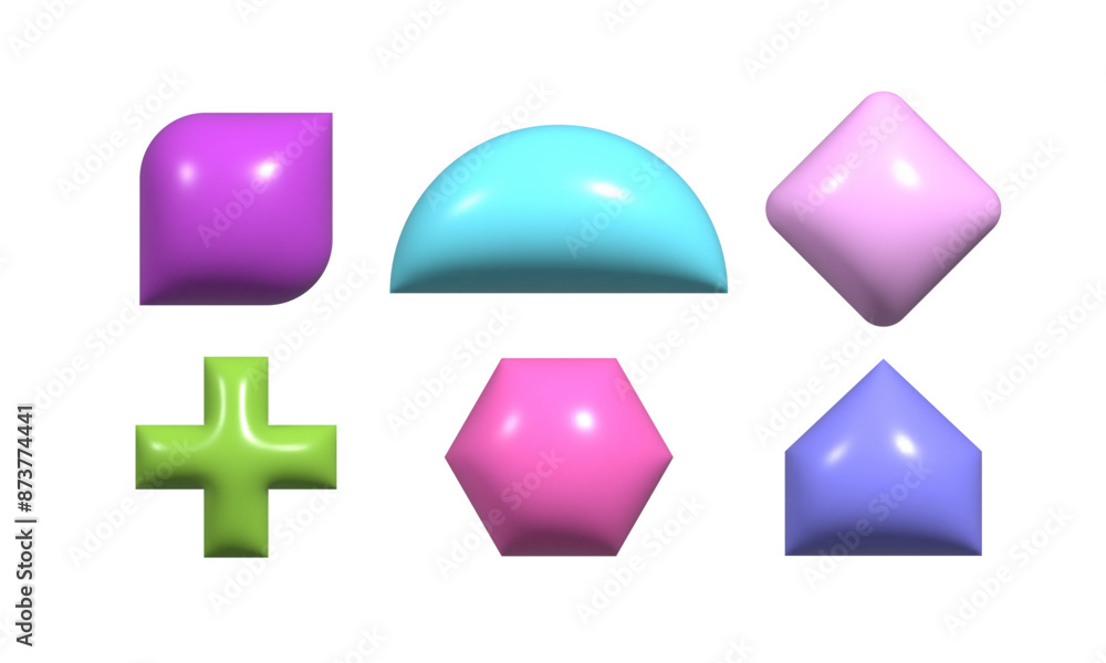 Poster 3d abstract shapes collection. brutalist retro forms for your design. empty realistic design badges 