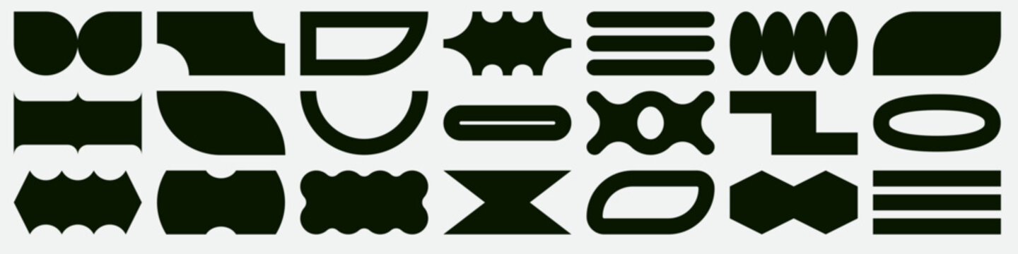 Trendy vector shapes set. Geometric basic brutal forms and figures in Y2K aesthetics