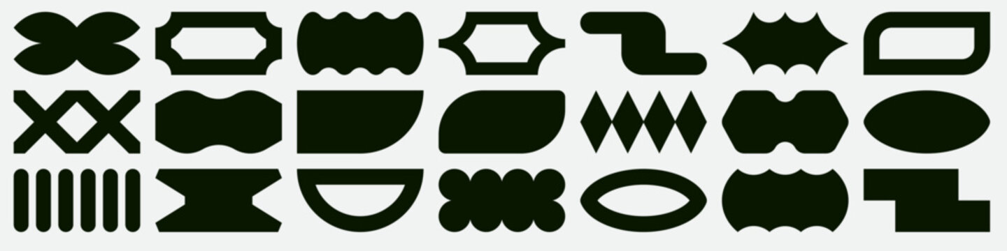 Trendy vector shapes set. Geometric basic brutal forms and figures in Y2K aesthetics
