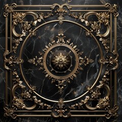 Fototapeta premium Baroque, Barocco Ornate Marble Ceiling Non-Linear Reformation Design with Intricate Accents Depicting Classic Elegance and Architectural Beauty