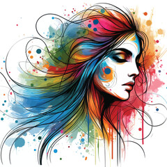 beauty-face -girl-paint  Adobe Illustrator Artwork