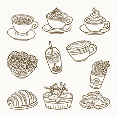 Food and drink hand drawn vector