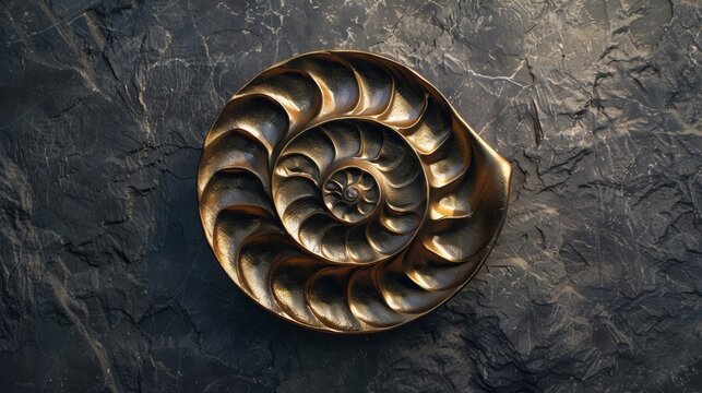 A logo design incorporating a nautilus shell with a golden ratio spiral in the center highlighting the beauty of natures patterns..